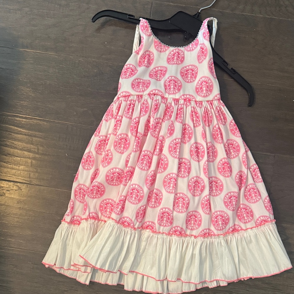 Oh Shana Pink and White Kids Starbucks Dress